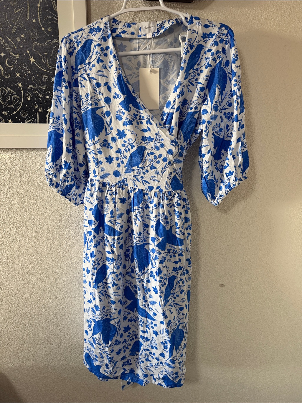 Hemolya Carmen Wrap Dress Blue Birds — image 3 of 5